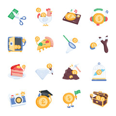 A Stylish Flat Sticker Pack of Finance

