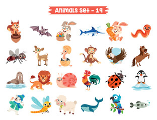 Obraz premium Set Of Cute Cartoon Animals