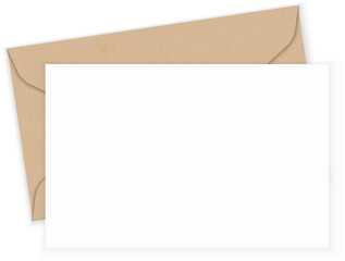 Brown kraft paper envelope and blank white letter pad template background