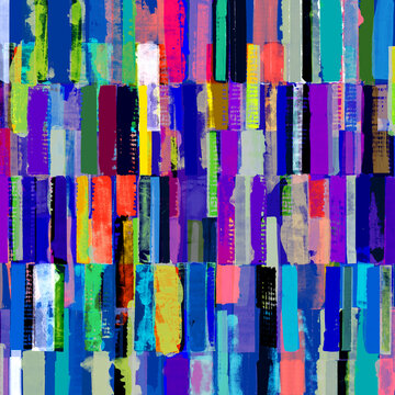 Abstract Composition with Colorful Vertical Strips Sandwiched Together
