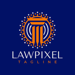Modern legal lawyer pixel abstract circle logo design