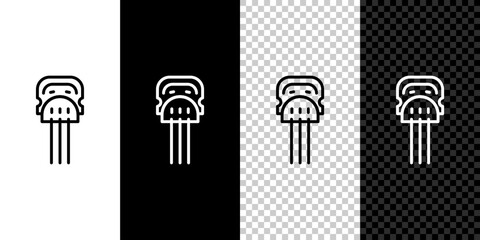 Set line Flamenco woman accessories icon isolated on black and white background. Peineta. Spanish comb. Vector