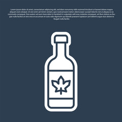 Blue line Beer bottle icon isolated on blue background. Vector