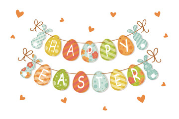 easter day greeting banner garland of easter eggs vector