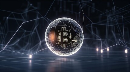 Bitcoin's Artistic Financial Network: A Creative Representation of Digital Wealth ,Financial concept  the bitcoin in the background network