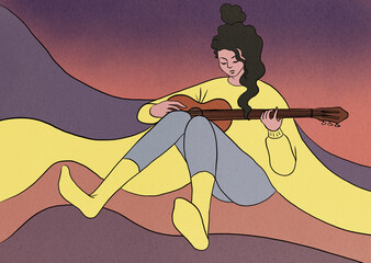 Playing Her Tunes in a Lilac Hue