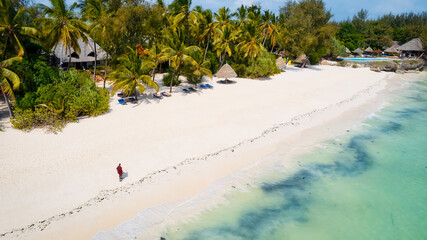 The aerial view of the Zanzibar Island coast is a sight to behold, with its pristine beaches and turquoise waters.