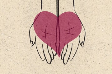 Heart in hand illustration