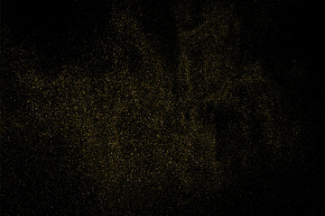 Gold Glitter Texture Isolated on Black Background. Golden stardust. Amber Particles Color. Sparkles Rain. Vector Illustration, Eps 10.

