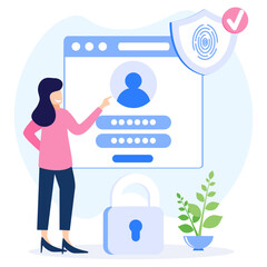 Illustration vector graphic cartoon character of data protection