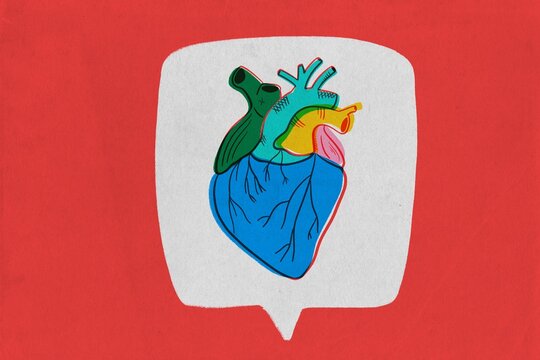 Anatomical heart. Love concept retro illustration 