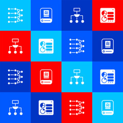 Set Neural network, Artificial intelligence AI, Algorithm and Computer api interface icon. Vector