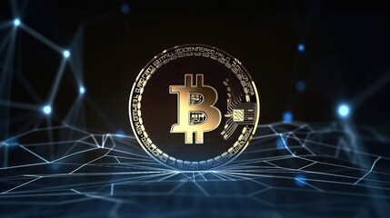 Bitcoin's Artistic Financial Network: A Creative Representation of Digital Wealth ,Financial concept the bitcoin in the background network.Generative Ai