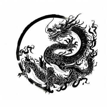asian dragon on white background with Generative AI.