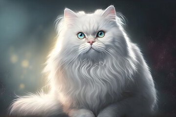 Naklejka na ściany i meble Portrait of a Cat, Beautiful Persian Cat, White Cat