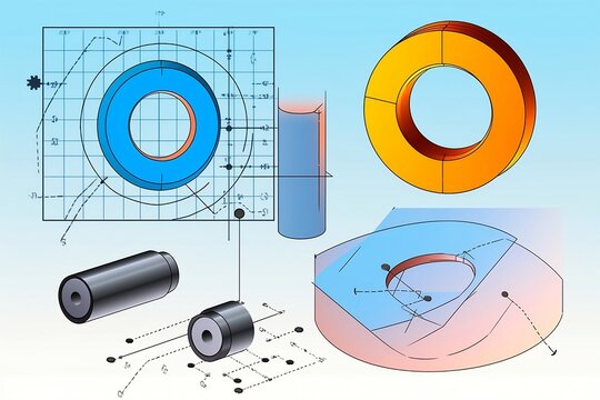 finite element analysis, 3D Illustration, engineering design. Generative AI