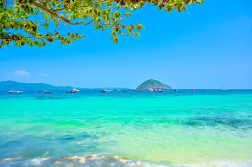 Tropical beach in Coral Island, Phuket, Thailand.
