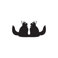 Black cat vector logo template illustration