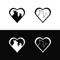Love cat animal vector logo design