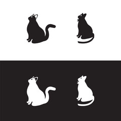 sitting cat logo simple black and white  modern silhouette icon design