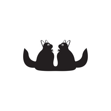 Black cat vector logo template illustration