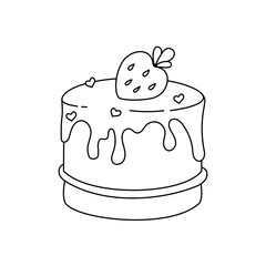 Cake dessert doodle Coloring book with vector illustration for kids