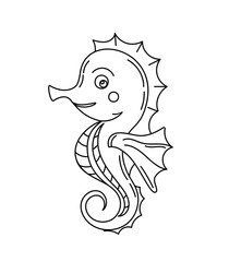 Seahorse Doodle Coloring Book with Vector Illustration for Kids