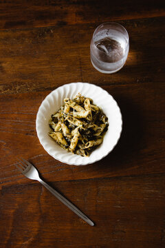 Bowl Of Penne Pasta With Pesto