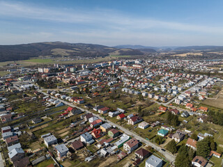 Aerial view of the city of Stropkov in Slovakia