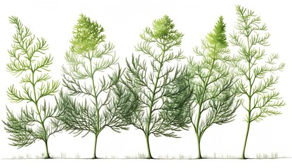 Obraz premium dill, watercolor illustration, isolated on white background. Generative AI