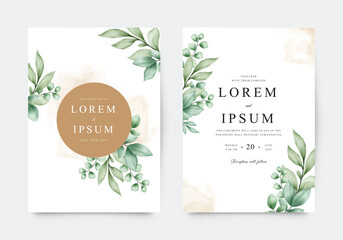 Green leaves for elegant wedding invitations