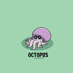 Octopus icon mascot logo design illustration cartoon