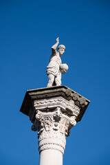 Column with Statue of Christ the Redeemer on the Piazza dei Signori in Vicenza, Italy designerd by Antonio Pizzocaro in 1640.