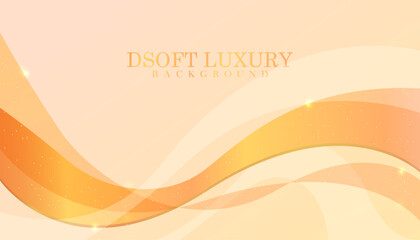 Elegant pastel light brown abstract background combined with golden line curve elements. Design element for wedding invitation, greeting card. Elegant realistic paper cut style 3d.