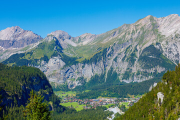 Switzerland panoramic landscape and village view