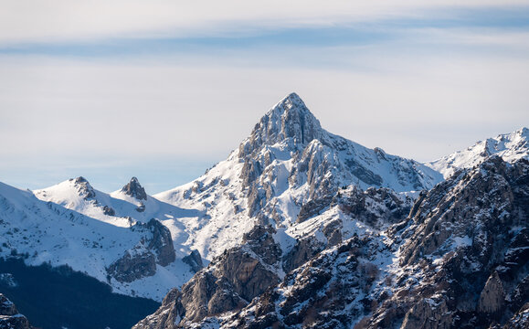 High mountain with snow in winter