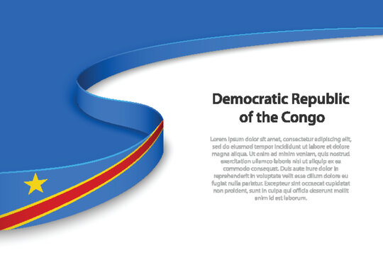 Wave flag of DR Congo with copyspace background. - Powered by Adobe