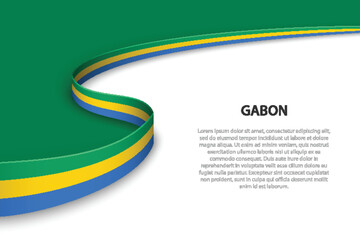 Wave flag of Gabon with copyspace background.