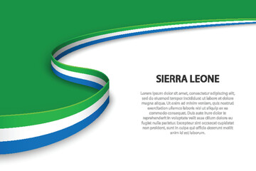 Wave flag of Sierra Leone with copyspace background.