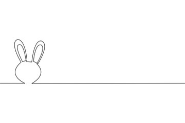 Continuous line drawing of rabbit on transparent background.	