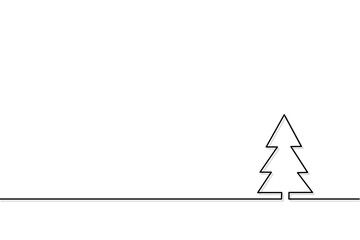 Continuous line drawing of christmas tree.