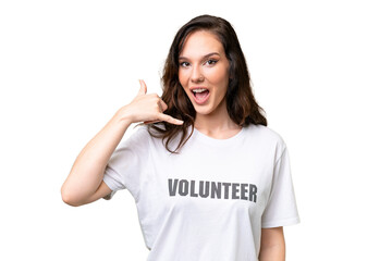 Young volunteer caucasian woman over isolated background making phone gesture. Call me back sign