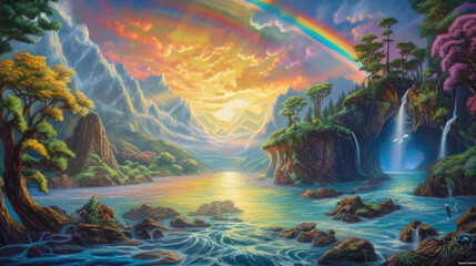 Fototapeta na wymiar rainbow natural and dream 