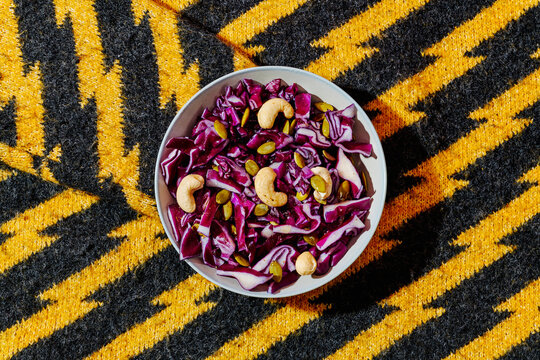 bowl with some red cabbage salad