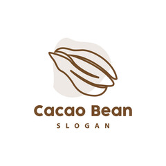 Vintage Cacao Logo, Cocoa Fruit Plant Logo, Chocolate Vector For Bakery, Abstract Line Art Chocolate Design
