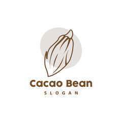 Vintage Cacao Logo, Cocoa Fruit Plant Logo, Chocolate Vector For Bakery, Abstract Line Art Chocolate Design