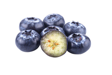 Blueberries closeup isolated on png background