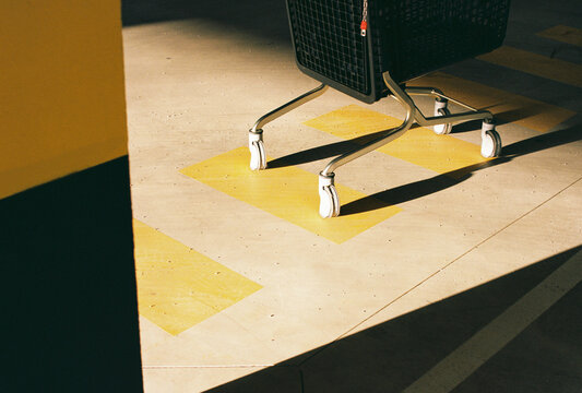 Modern shopping cart in sunlight