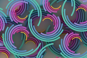 Multi-colored volumetric spirals. 3d render