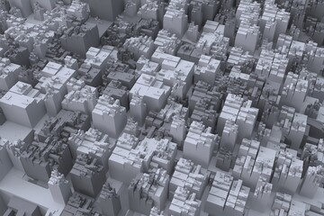 Urbanistics. Model of the district of the modern city. Metaphor of a modern metropolis from a bird's eye view. Background and texture.3d render